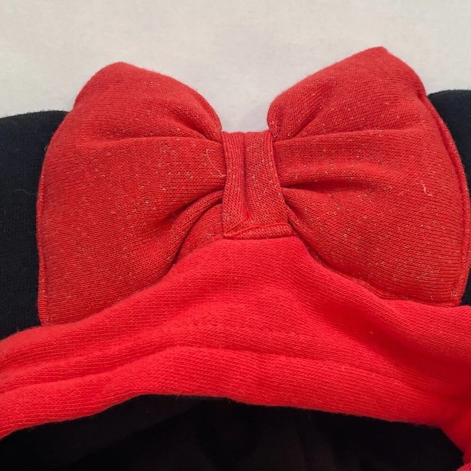 Disney Niñas Minnie Mouse Rojo/Negro Polar Cremallera Sudadera con Capucha, Orejas de Ratón, 2T Foto 4 de 4