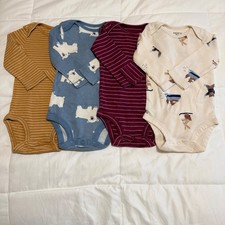Carters 9M Baby Boy Long Sleeve Bodysuit 4 Pack Stripes Polar Bear Winter Animal