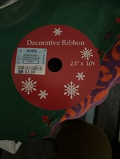 Holiday Time Sheer Metallic Silver Glitter Fabric Ribbon -10 y x 2.5