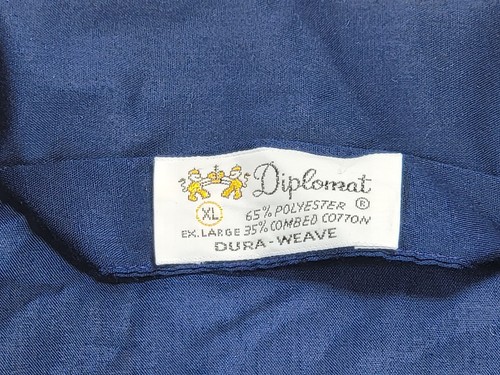 VTG Diplomat Pajama Set Mens XL Royal Blue White Trim Dura Weave Snap Fly - Picture 2 of 19