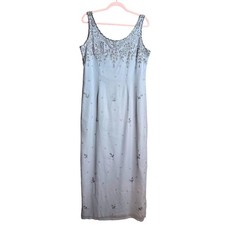 Y2K 90s Ethereal Fairycore Mermaidcore Blue Sequin Beaded Formal Gown Dress 14