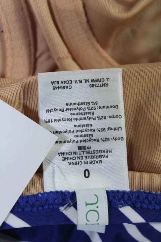 J Crew Womens Striped Print Spaghetti Strap One Piece Bikini Blue Size 0 - Image 3 of 4