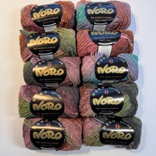 NORO KUREYON YARN 10 Skeins - 108 Yards ea 100 Wool - Pink, Coral, Teal, Rust