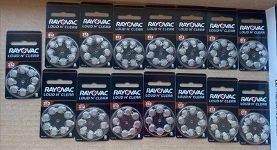 (14 PACK RAYOVAC LOUD N CLEAR 312 HEARING AID BATTERIES 14-8 PACKS 312LC-8A 3/25