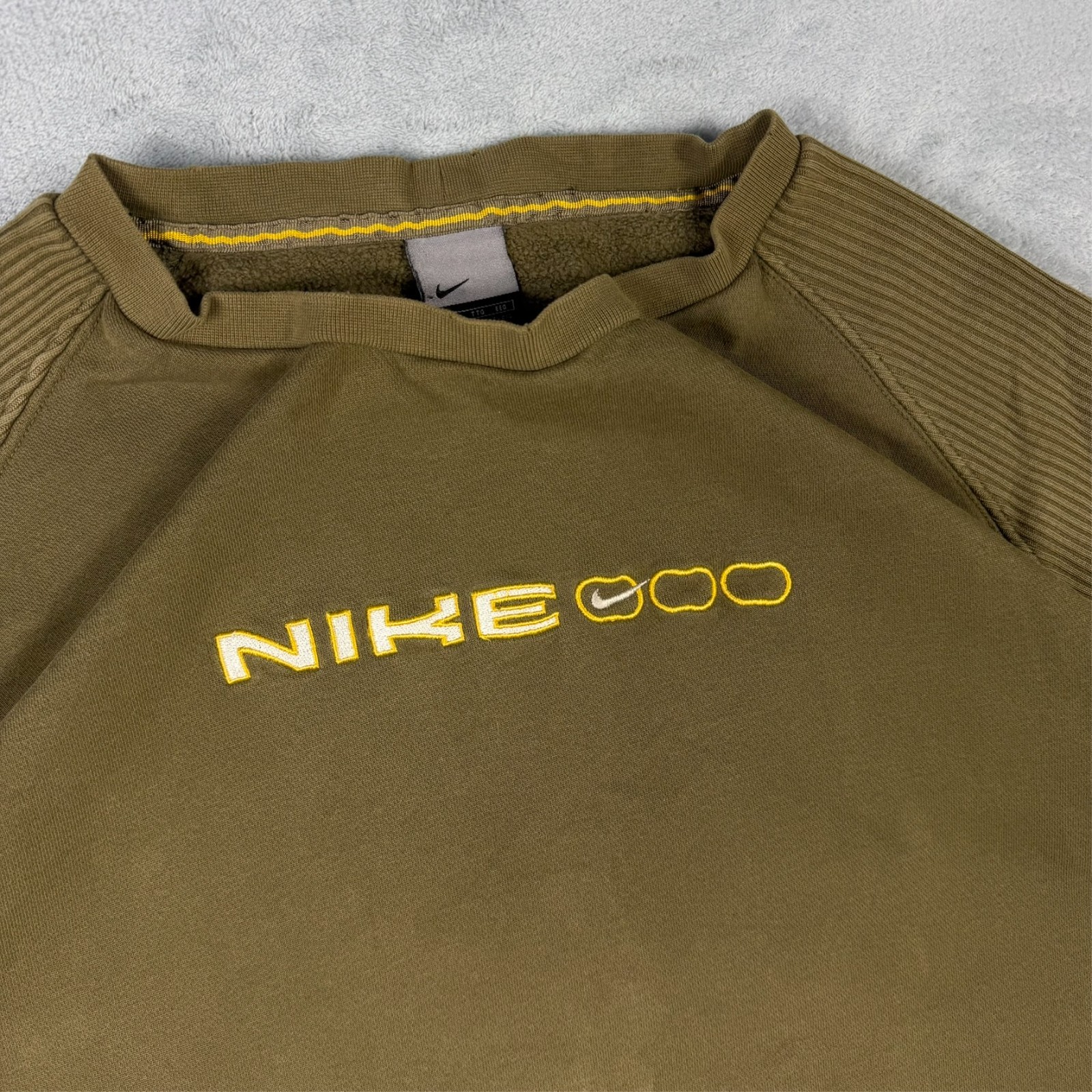 Vintage Nike 2000s Y2K Khaki Green Spellout Oversized Sz 2XL Pullover Sweatshirt image 4