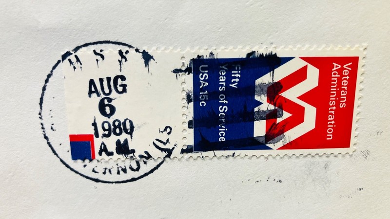 1980 ship cancel on officer cover of USS Mount Vernon (LSD39), dock landing ship