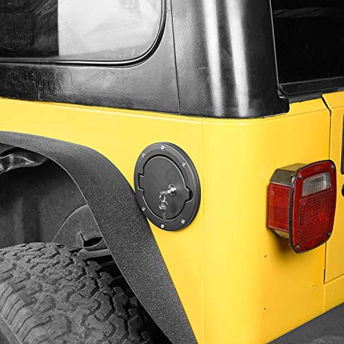 TJ Wrangler Locking Gas Cap Cover Fuel Filler Tank Gas Door Compatible with  - Picture 4 of 8