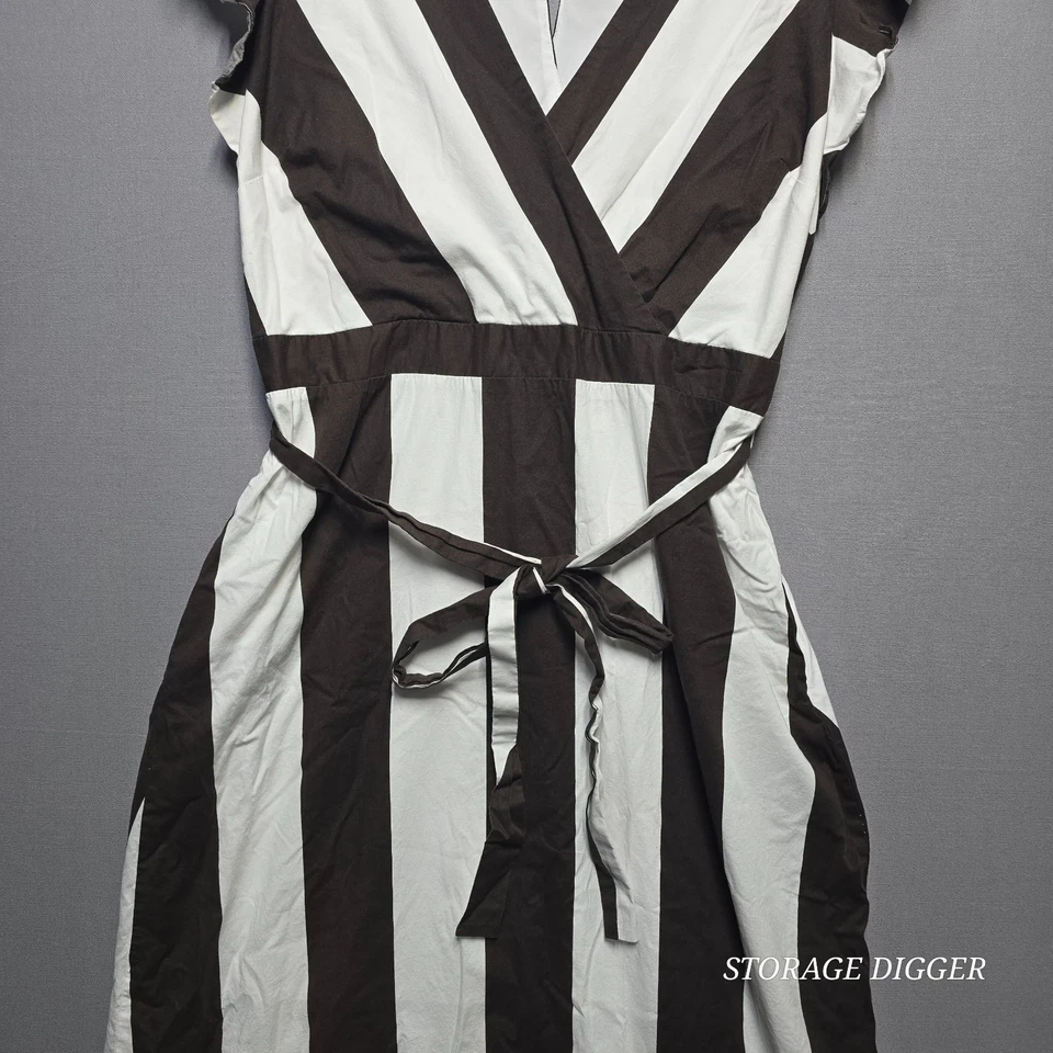 Maxi Vestido Mujer New York & Company Grande Blanco Negro Rayas Manga Acampanada Foto 4 de 4