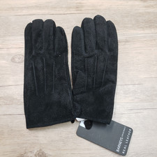 Barneys Originals Leather Gloves Mens S/M Black Suede MGL1905