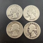 Lot of 4 Washington Silver Quarter Various Dates 1935 1936 1937 1939