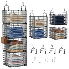 Hanging Closet Organizer, 4 Tier Metal Closet Organizers and Storage with 4 H...