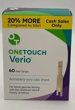 OneTouch Verio Blood Glucose Test Strips Box of 60 Pieces Exp-02/28/2026