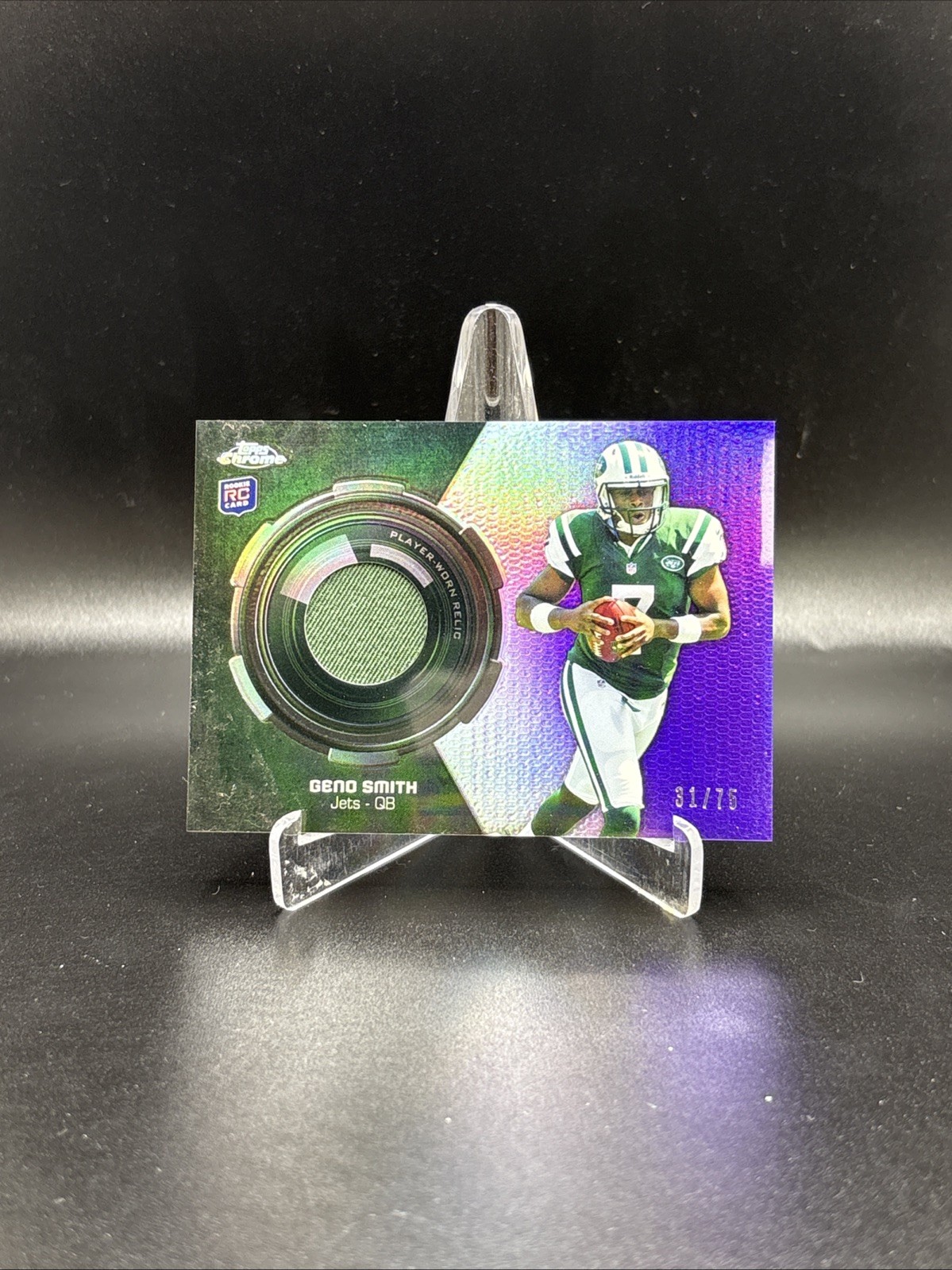 Geno Smith Topps Chrome Rookie Relics #RRGS Purple Refractor