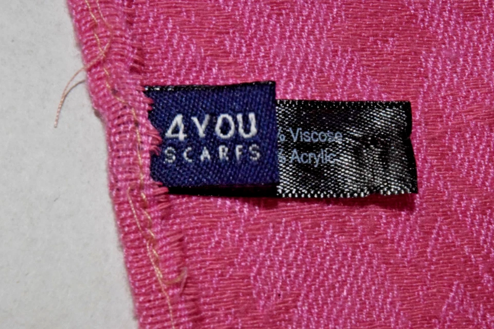 Bufanda Vintage 4 You Bufandas Años 90 Rosa Azul Cuadrados Entrelazados 64X27 Hecho en Alemania Foto 3 de 4