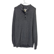 Vintage LL Bean Mens 100 Cotton Fisherman Sweater XL Tall XLT Gray Grey