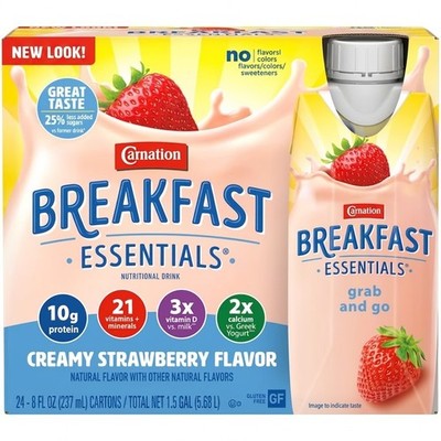 Carnation Breakfast Essentials Strawberry Nutritional Drink Pack of 24 8 Fl Oz