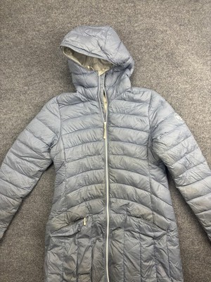 Big Agnes Luna Parka Coat Womens Medium Gray Hooded Down Puffer Long Quilted