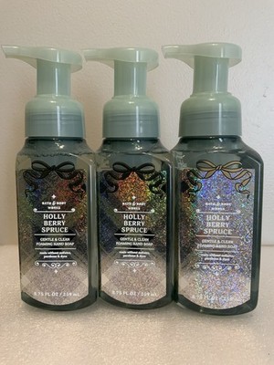3 New HOLLY BERRY SPRUCE BATH & BODY WORKS GENTLE & CLEAN FOAMING HAND SOAP WASH