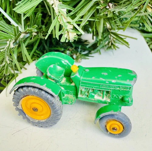VINTAGE TOY CAR - 1968 Matchbox Lesney Gray Wheel John Deere Tractor No.50