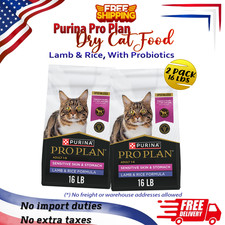 2 Pack Purina Pro Plan Cat Food Sensitive Skin Stomach Lamb Rice 16 lb Bag