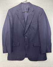 Brooks Brothers 100 Wool Blazer Men's 42R Pinstripe 2 Button Jacket Black USA
