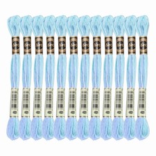 12 Skeins Embroidery Floss, Polyester Embroidery Threads Sky Blue