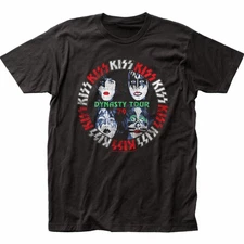 KISS Dynasty Tour T Shirt Mens Licensed Rock N Roll Music Retro Tee Black