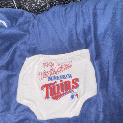 Minnesota Twins 1991 World Series Diaper Cover White Red Blue Baby Apparel