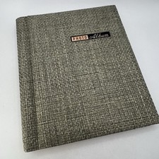 Vtg Gray Green Woven Instant Set Magnetic Page Photo Album Photos 1970s Retro