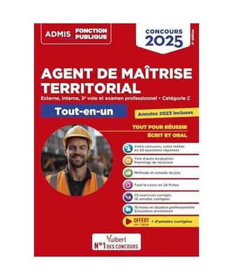 Concours Agent de maîtrise territorial 2025 - Catégorie C - Tout-en-un: Extern