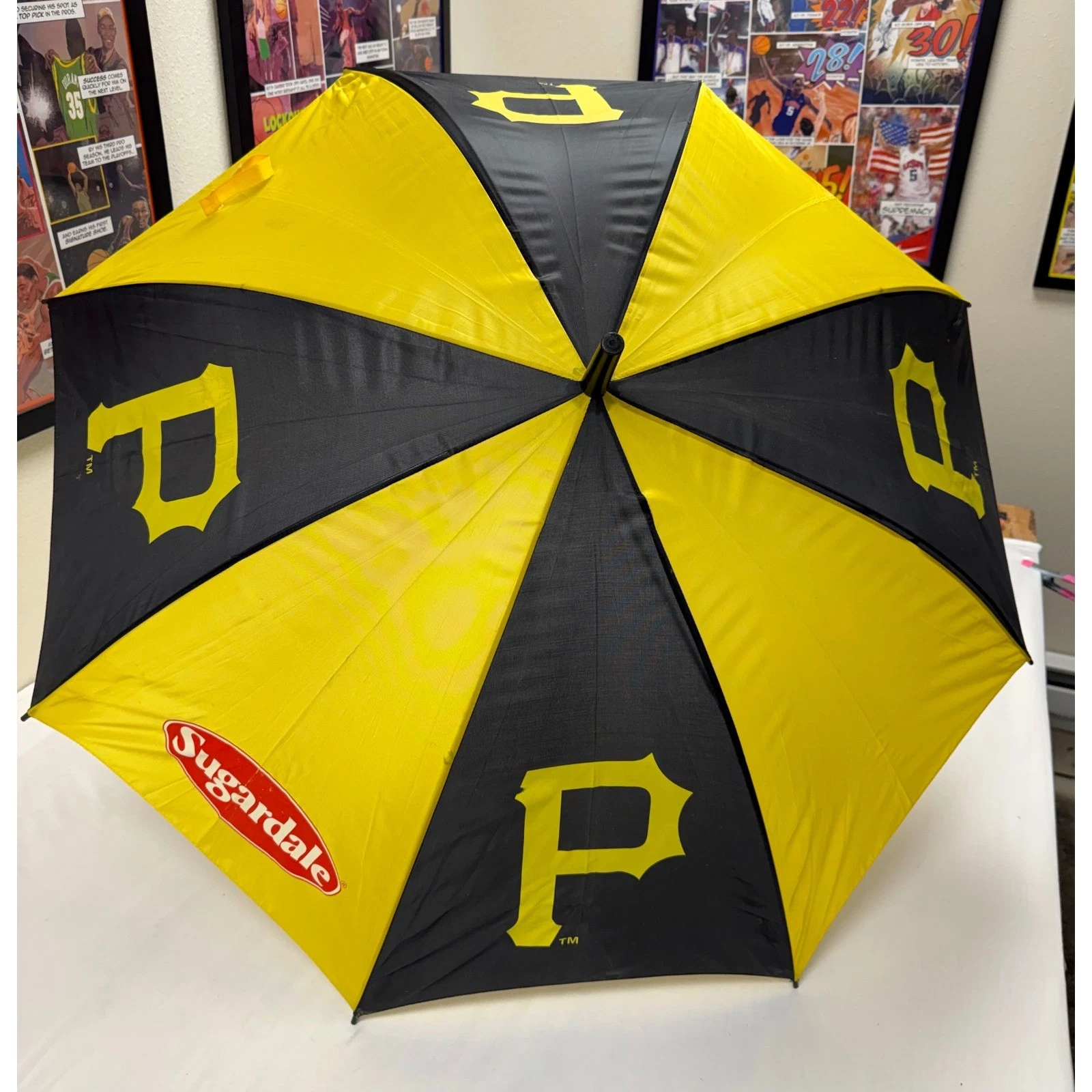 Pittsburgh Pirates Baseball Umbrella Black Yellow P Logo Sugardale Giveaway