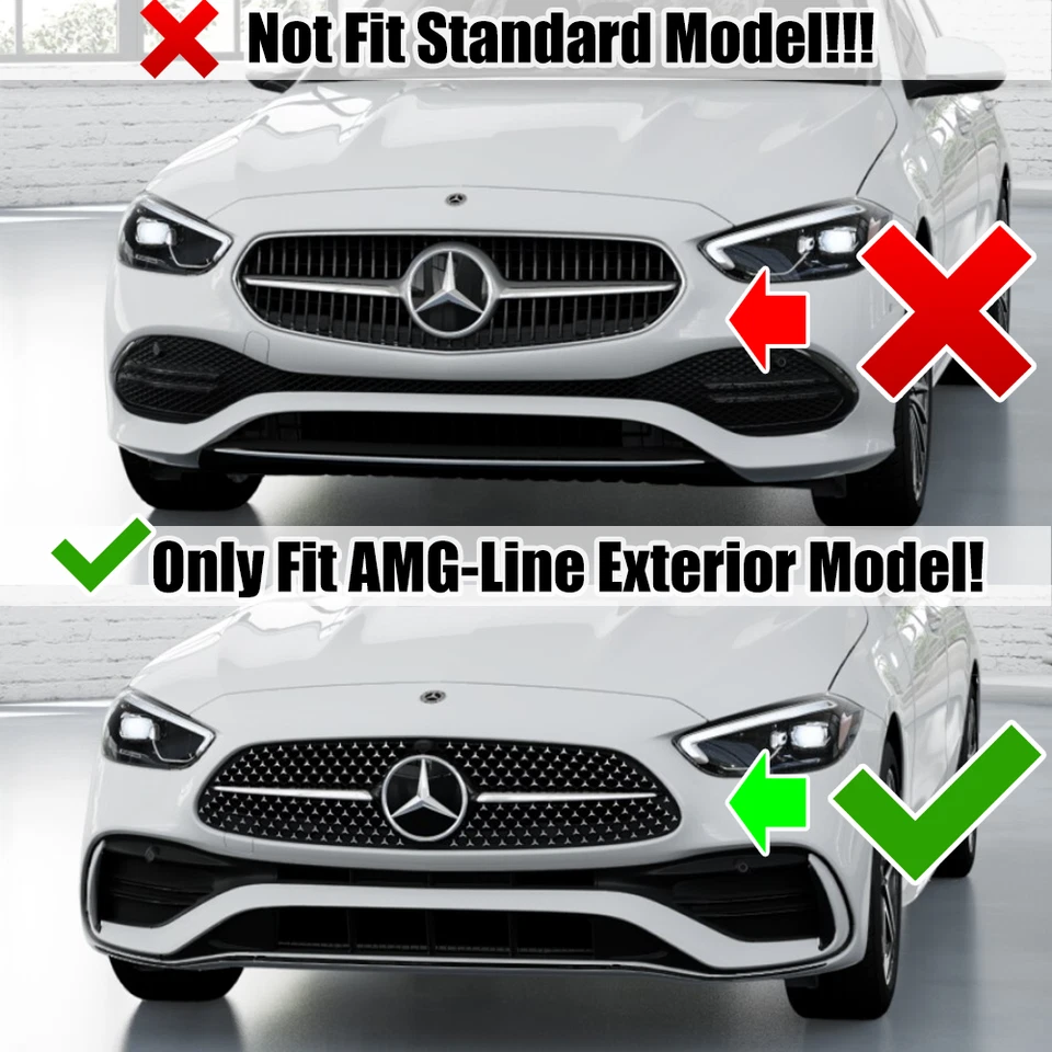 Front Bumper Grille For Mercedes Benz C-Class W206 C200 C300 AMG Line 2022-2024 - Image 2 of 4