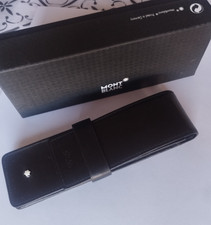 Montblanc Meisterstuck Black Leather 2 Pen Pouch Holder Case in box 30302 14311