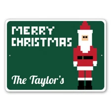 Santa Sign, Custom Digital Santa Merry Christmas Aluminum Metal Sign