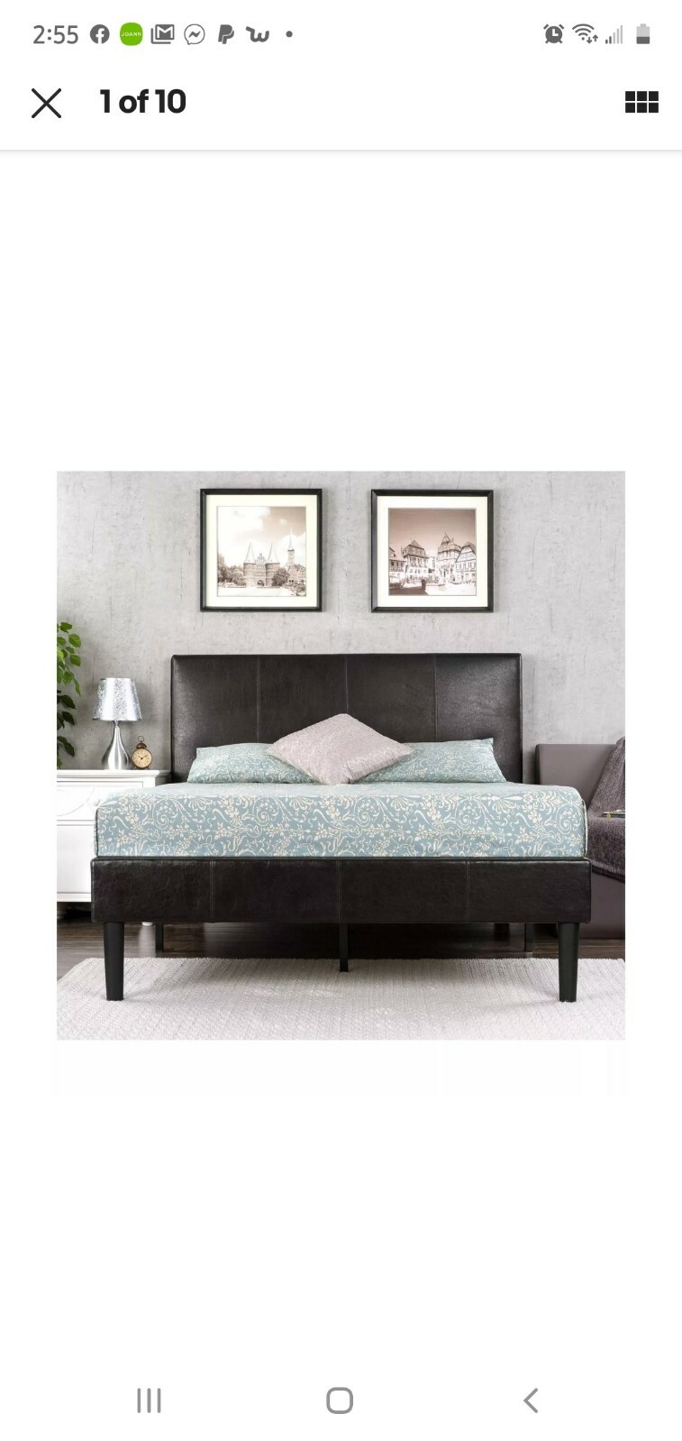 ****QUEEN**** Zinus Gerard Deluxe Faux Leather Upholstered Platform Bed 