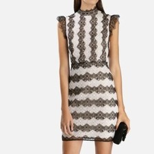 Karen Millen Lace Height Neck Crochet Dres Uk 8/10 