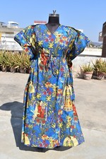 Indian Women Printed cotton Maxi Dress Kaftan Beach Wear Caftan Long Dress