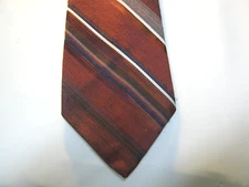 Bergners Maroon blue white striped Tie 54 x 3 Necktie 15559
