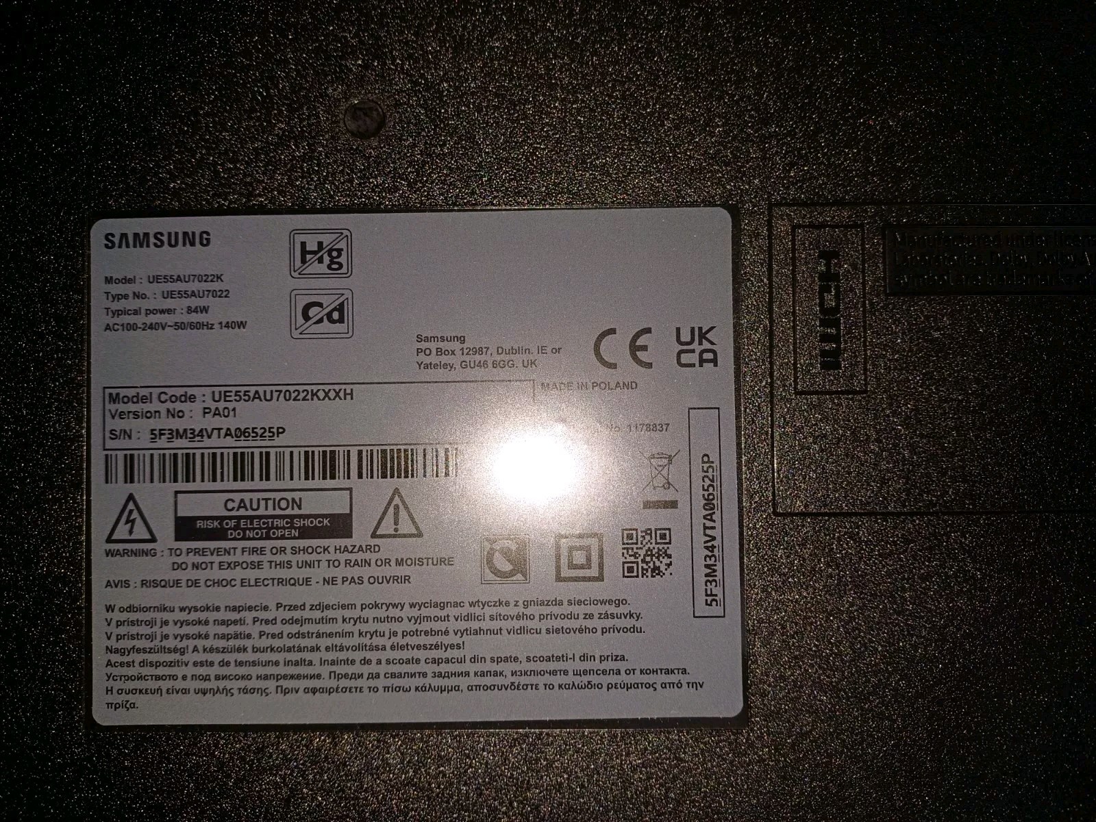 Modulo Wi-fi Bluetooth SAMSUNG UE55AU7022KXXH Pollici 55 SMART TV 4K foto 2