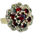 Vintage Sterling Silver  Garnet and Marcasite  Ring  925  Size 7   6.3 gm Total