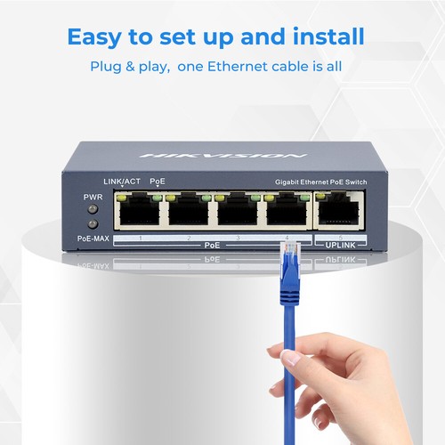 HikVision DS-3E0505P-E 4-Port Gigabit Unmanaged PoE Switch IEEE 802.3 af & at - 第 1/10 張圖片