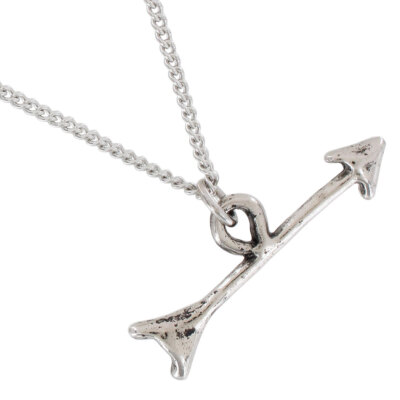 Ky & Co Silver Tone Arrow Pendant Charm 18'' Curb Chain Necklace USA