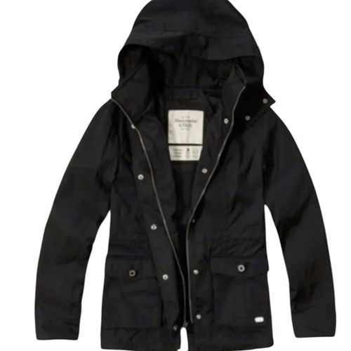 Abercrombie & Fitch Nylon Parka Water Wind Resistant Hoody Jacket Zip Snap XS - Picture 2 of 18