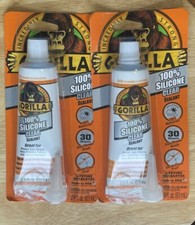 Gorilla Waterproof Caulk  Seal100 Silicone Sealant, 2.8oz Squeeze Clear 2 Paks