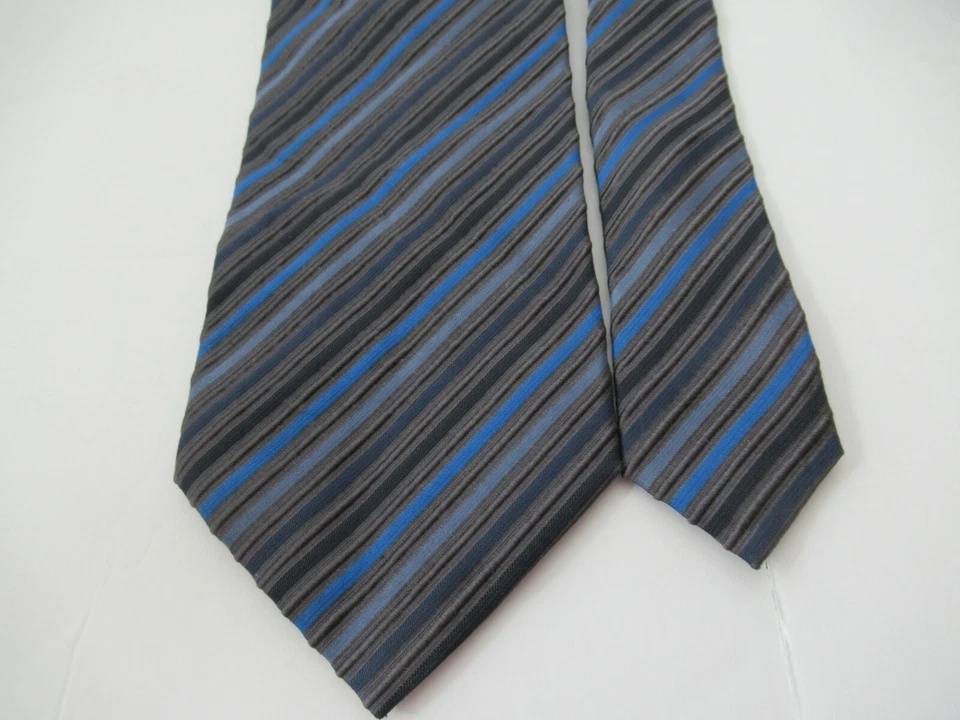 Ermenegildo Zegna Mens Silk Blend Necktie Blue Diagonal Stripe Tie 59 X 3-5/8 - Image 3 of 3