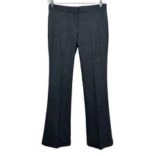 Theory Womens Wide Leg Trouser Pants Wool Blend Straight Cuffed Heather Grey 10 