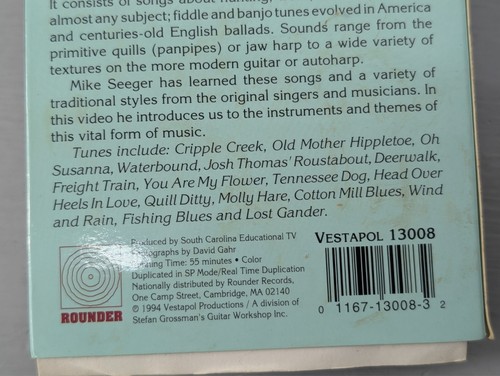 Mike Seeger/Fret N' Fiddle VHS 1994 Hillbilly Bluegrass County w/ Booklet EUC - Picture 3 of 5