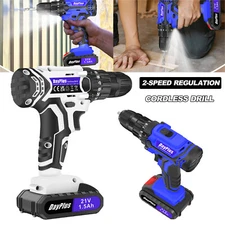 Cordless Drill Power Electric Drill With 2 Batteries 2 Speed Led Combi Drill 21V