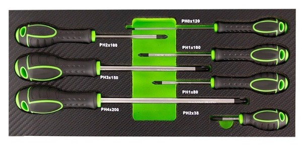 JUEGO DE 7 DESTORNILLADORES DE ESTRELLA PHILIPS CON MODULO EVA FIBRA CARBONO