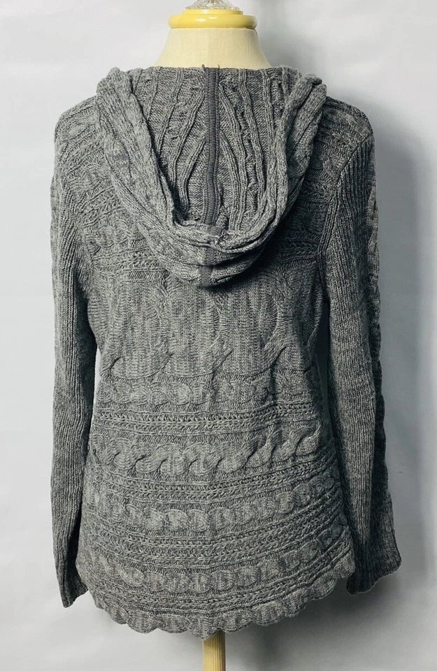 Sonoma Women Cable Knit Hooded Cardigan Size M Gray - Image 2 of 4